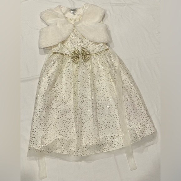 Jona Michelle Other - Elegant White and Gold Dress with Bow
